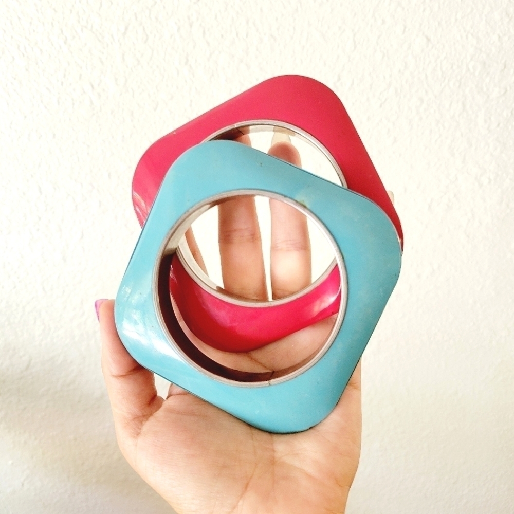 70s 60s Retro Vintage Metal Alluminum Square Bangles